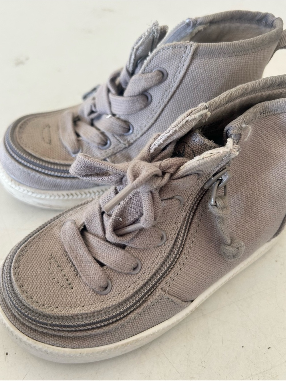 Kids High-Top Canvas Sneakers in Light Gray- Billy